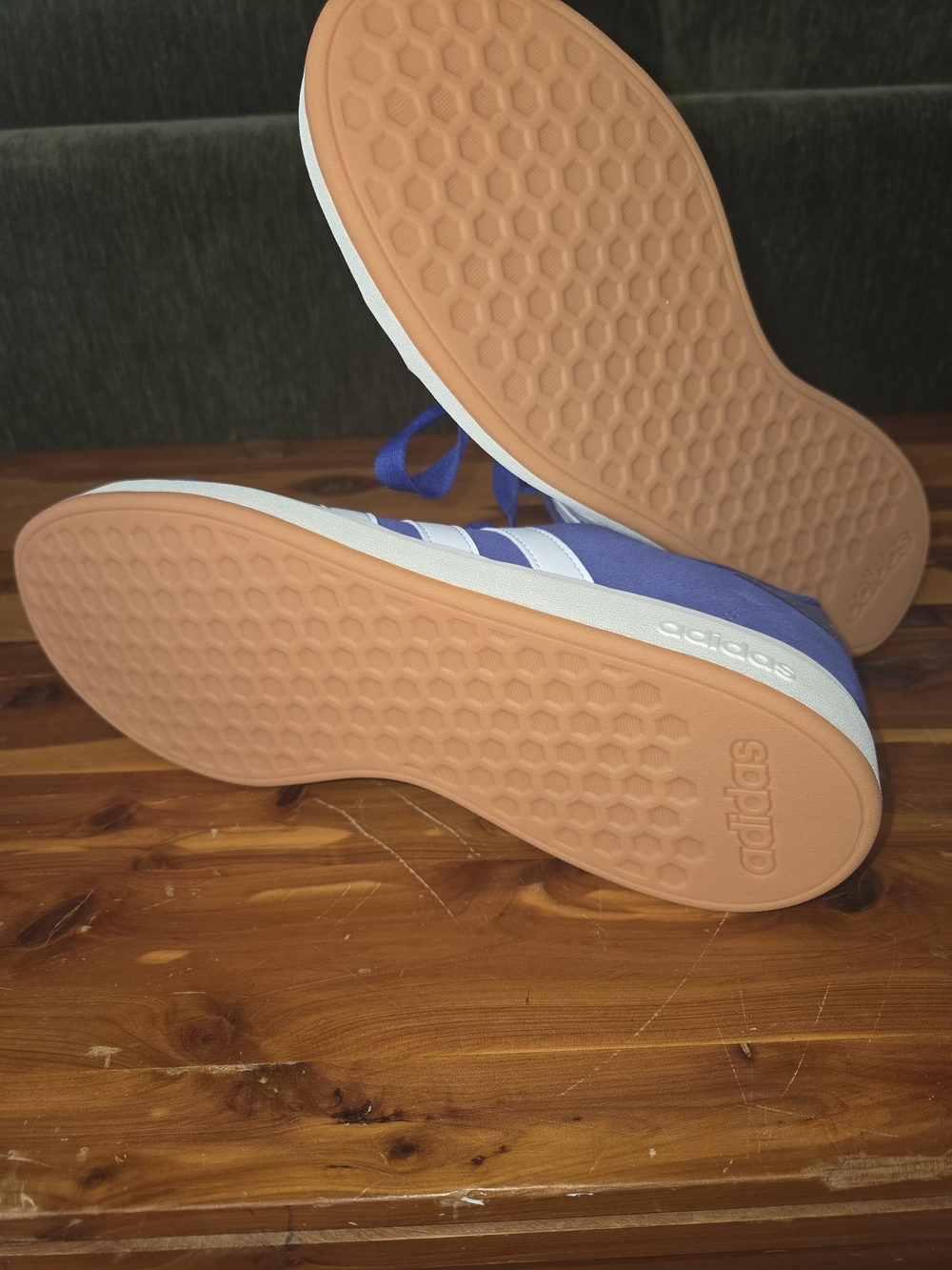 Adidas Blue Suede Campus-Style Sneakers with White Stripes - Picture 4 of 5